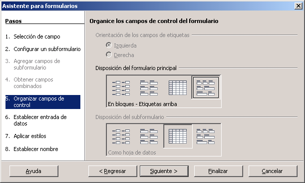 organizacion de los campos