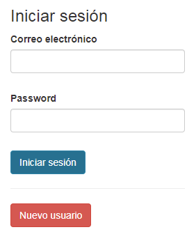 Iniciar Sesión o Nuevo usuario