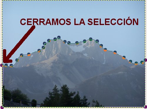 Foto anterior en la que la montaña queda seleccionada