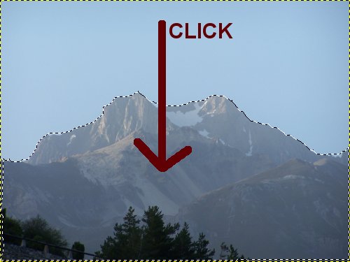 Foto anterior con únicamente la montaña seleccionada